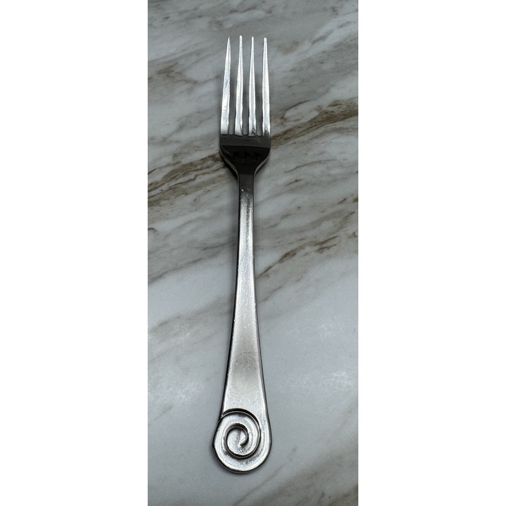 Ammonite Bright Fork Stainless Flatware by Robert Welch Glossy Disc